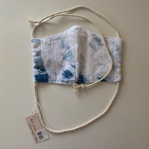 Indigo plant dyed 100% cotton face mask NWT